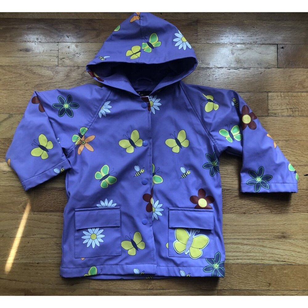 Foxfire 2T Purple Butterfly Rain Coat Jacket